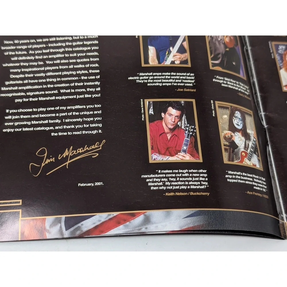 2001 Marshall Amplifiers Catalog Book Electric Music Gear Catalogue